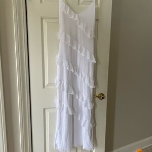 Elegant White Ruffled Maxi Dress